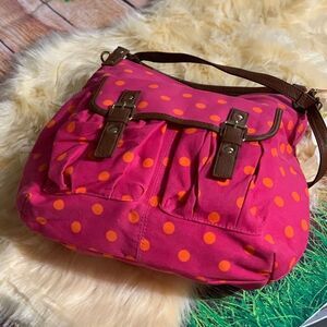 Candie's Pink and Orange Polka Dot Tote Bag